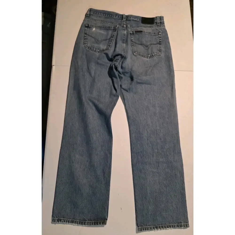 Harley Davidson Jeans Mens 34x32 Blue Denim Distressed Straight Leg Biker